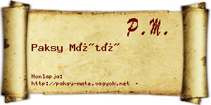 Paksy Máté névjegykártya