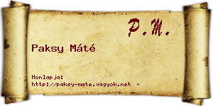Paksy Máté névjegykártya